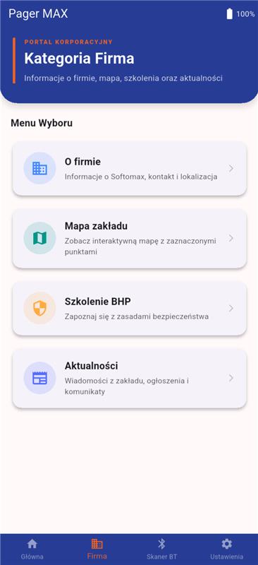 Ekran informacji firmowych PagerMAX
